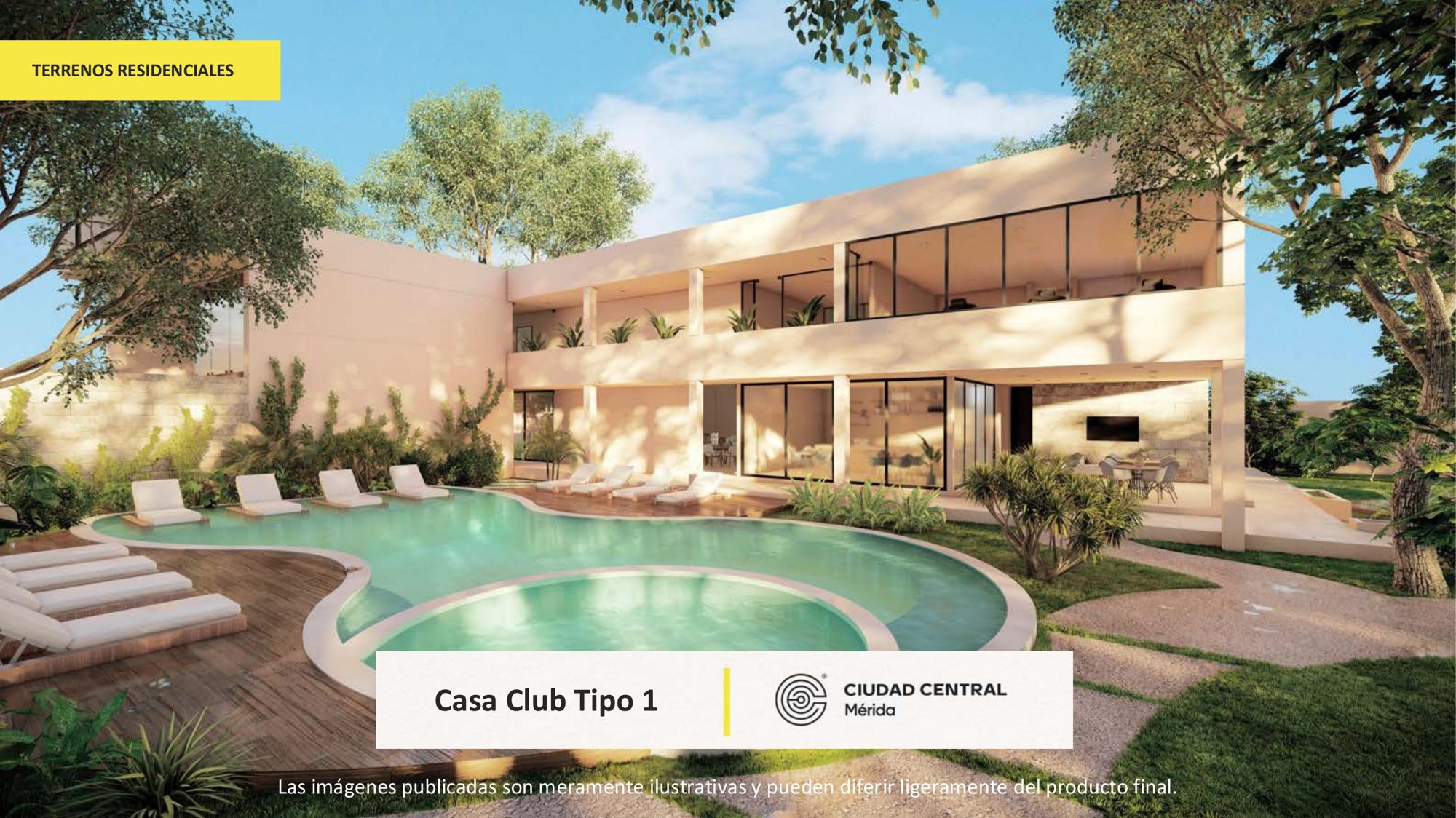 Alberca de la Casa Club Tipo 1 en Ciudad Central Mérida