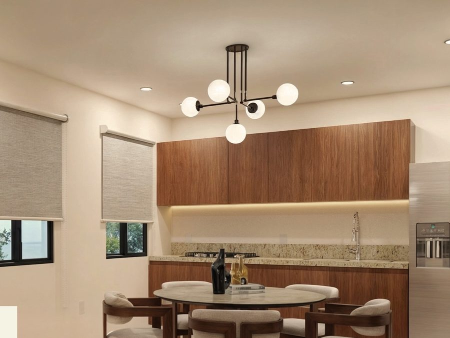 Sala y cocina del Modelo Lenéa en Distrito Conkal