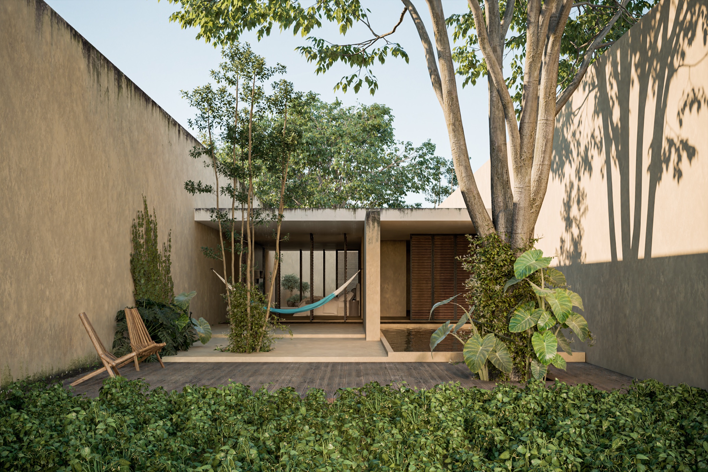 Render de villa privada con alberca